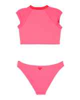 Girls Aruba Crop Lycra Bikini Set in Sangria Sunset