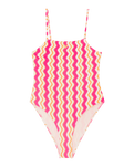 Girls Bold Wave One Piece Swimsuit in Papaya Bold Waves