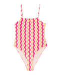Girls Bold Wave One Piece Swimsuit in Papaya Bold Waves
