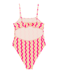 Girls Bold Wave One Piece Swimsuit in Papaya Bold Waves