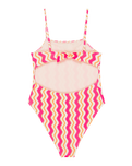 Girls Bold Wave One Piece Swimsuit in Papaya Bold Waves