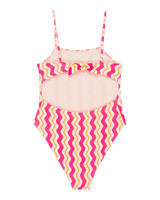 Girls Bold Wave One Piece Swimsuit in Papaya Bold Waves