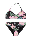 The Roxy Girls Girls Shadow Floral Brasic Tri Bikini Set in Anthracite Shadow Floral