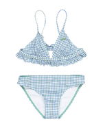 The Roxy Girls Girls Gingham Tri Bikini Set in Egret Check Me Out Mini