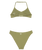 Girls Solid Active Tri Bikini Set in Oil Green