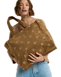 The Roxy Feeling Embroidery Beach Bag in Woodsmoke