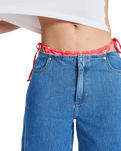 Cool Girl Longline Denim Shorts in Surf Wash
