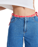 Cool Girl Longline Denim Shorts in Surf Wash