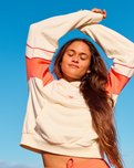 The Roxy Womens Essential Energy Blockd Hoodie in Egret