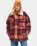 The Roxy Womens Passage Of Time Jacket in Bitter Chocolate Hallo Plaid