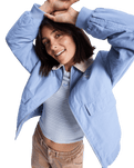The Roxy Womens Sweet Talk Aviator Jacket in Blue Blizzard