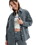 The Roxy Womens Chloe Kim Pop Stitch Shacket in True Black