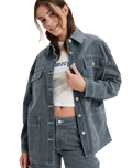 The Roxy Womens Chloe Kim Pop Stitch Shacket in True Black
