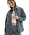 The Roxy Womens Chloe Kim Pop Stitch Shacket in True Black