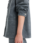The Roxy Womens Chloe Kim Pop Stitch Shacket in True Black