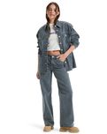 The Roxy Womens Chloe Kim Pop Stitch Shacket in True Black