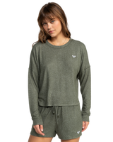 The Roxy Womens Saturdaze Cosy Long Sleeve T-Shirt in Agave Green