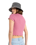 The Roxy Womens Pointelle Baby T-Shirt in Heather Rose