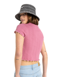 The Roxy Womens Pointelle Baby T-Shirt in Heather Rose