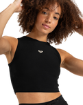 The Roxy Womens Rise & Vibe Crop Top in Anthracite