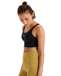 The Roxy Womens Heart Into It Attitude Sports Bra in Anthracite