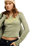 The Roxy Womens Candied Coastline Long Sleeve Top in Oil Green
