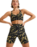 The Roxy Womens Heart Into It Sport Biker Shorts in Anthracite Big Flowers