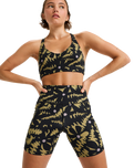 The Roxy Womens Heart Into It Sport Biker Shorts in Anthracite Big Flowers