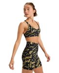 The Roxy Womens Heart Into It Sport Biker Shorts in Anthracite Big Flowers