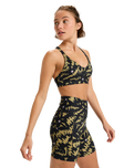 The Roxy Womens Heart Into It Sport Biker Shorts in Anthracite Big Flowers