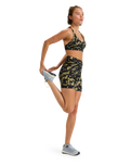 The Roxy Womens Heart Into It Sport Biker Shorts in Anthracite Big Flowers