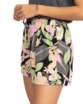 The Roxy Womens Lekeitio Break Hi Shorts in Anthracite Palm