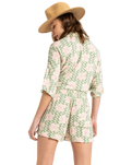 The Roxy Womens Lekeitio Break High Printed Shorts in Basil Party Waves