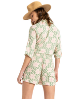 The Roxy Womens Lekeitio Break High Printed Shorts in Basil Party Waves