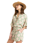 The Roxy Womens Lekeitio Break High Printed Shorts in Basil Party Waves