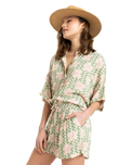 The Roxy Womens Lekeitio Break High Printed Shorts in Basil Party Waves