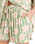 The Roxy Womens Lekeitio Break High Printed Shorts in Basil Party Waves