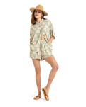 The Roxy Womens Lekeitio Break High Printed Shorts in Basil Party Waves
