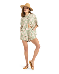 The Roxy Womens Lekeitio Break High Printed Shorts in Basil Party Waves