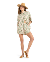 The Roxy Womens Lekeitio Break High Printed Shorts in Basil Party Waves