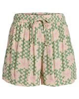 The Roxy Womens Lekeitio Break High Printed Shorts in Basil Party Waves