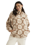 The Roxy Womens Jive Talking Fleece Jacket in Portobella Tropical Tile