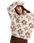 The Roxy Womens Jive Talking Bonded Half Zip Fleece Jacket in Egret Hibi Square
