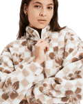 The Roxy Womens Jive Talking Bonded Half Zip Fleece Jacket in Egret Hibi Square