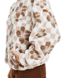 The Roxy Womens Jive Talking Bonded Half Zip Fleece Jacket in Egret Hibi Square