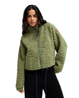 The Roxy Womens Blurry Cloud Zip Fleece Jacket in Oil Green
