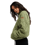The Roxy Womens Blurry Cloud Zip Fleece Jacket in Oil Green