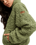 The Roxy Womens Blurry Cloud Zip Fleece Jacket in Oil Green