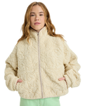 The Roxy Womens Blurry Cloud Zip Fleece Jacket in Parchment