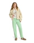 The Roxy Womens Blurry Cloud Zip Fleece Jacket in Parchment